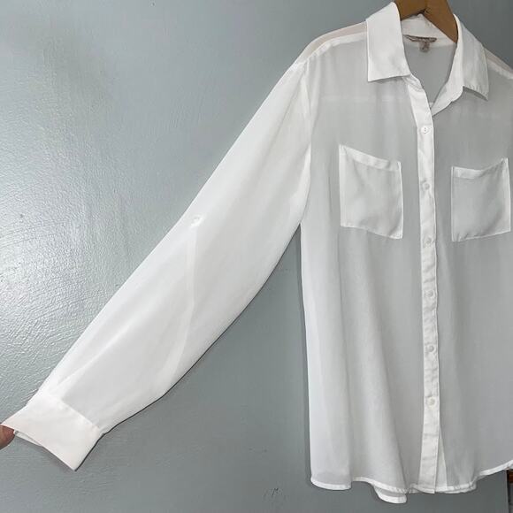 Decree Sheer Button Up Shirt Size Medium Office Siren Ethereal Preppy Y2K Top - Picture 3 of 11